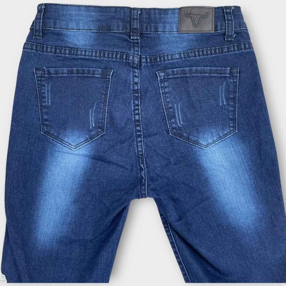 Lucky & Blessed Skinny Jeans Sz 6 Lace Applique Dark Wash Denim - Picture 5 of 7